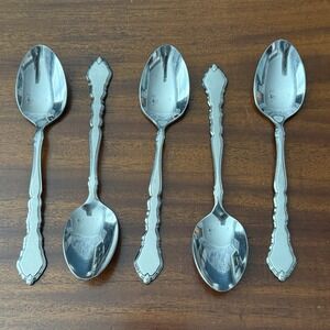 Oneida SATINIQUE Community Satin Stainless Flatware Lot of 5 Teaspoons 6" MCM